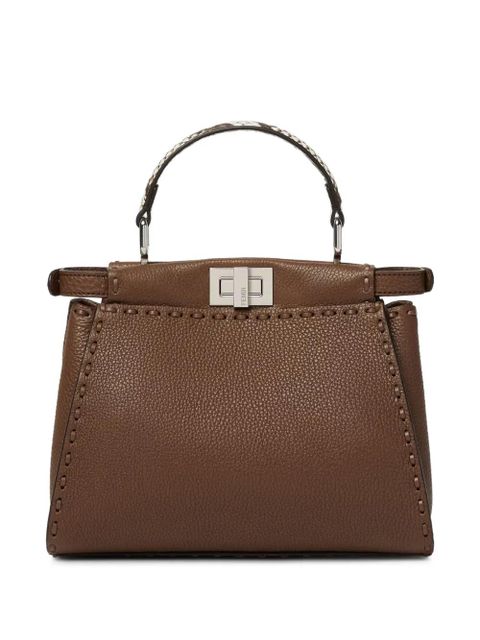 FENDI mini Peekaboo leather tote bag - Brown