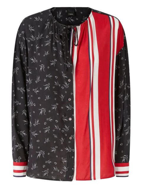 PINKO bird-print striped top - Black - zdjęcie produktu nr 1