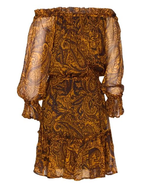 PINKO paisley-print off-shoulder midi dress - Yellow - zdjęcie produktu nr 2