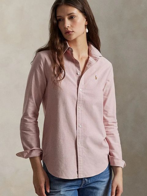 Polo Ralph Lauren koszula bawełniana damska kolor różowy relaxed z kołnierzykiem klasycznym 211970736 - zdjęcie produktu nr 1