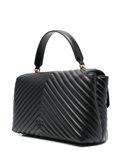 PINKO love-birds logo chevron-quilted bag - Black