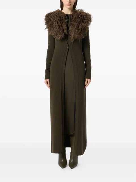 Blumarine feather-embellished long cardigan - Green