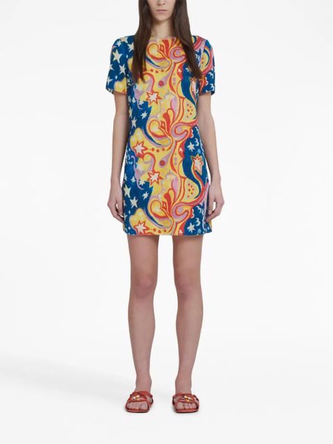 Marni graphic-print short-sleeve dress - Blue - zdjęcie produktu nr 2