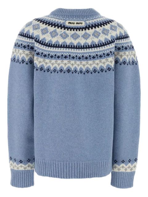Miu Miu patterned wool sweater - Blue - zdjęcie produktu nr 2