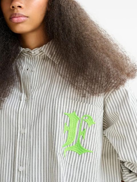 Essentiel Antwerp striped embroidered pocket shirt - Grey