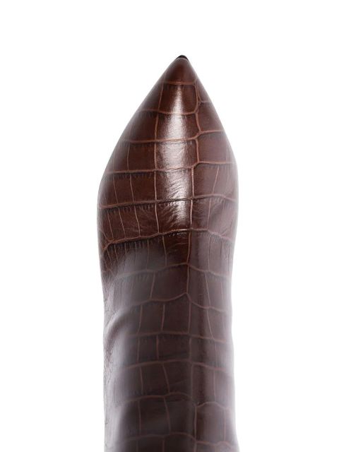 Paris Texas 115mm crocodile-effect knee boots - Brown - zdjęcie produktu nr 2