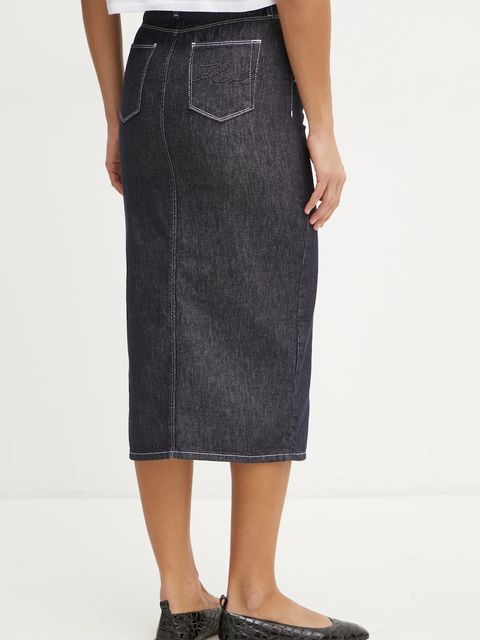 Karl Lagerfeld spódnica jeansowa kolor granatowy midi ołówkowa A1W12027