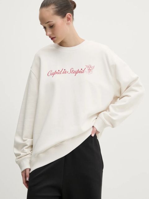 HUGO Blue bluza bawełniana damska kolor beżowy z nadrukiem 50533960