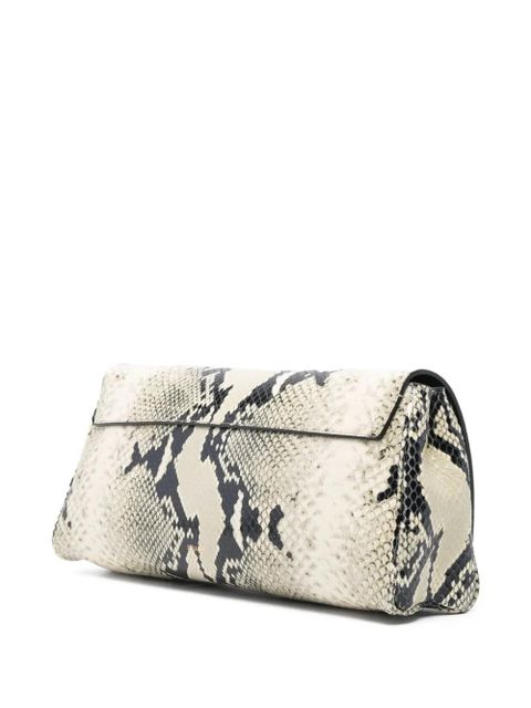 KHAITE snakeskin flap clutch - Neutrals