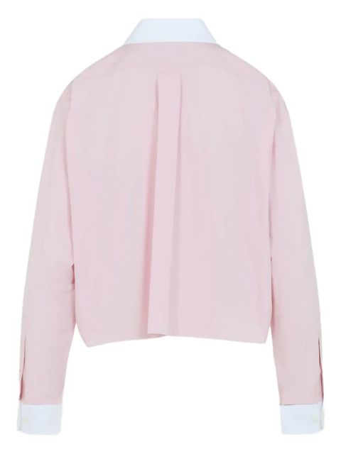 Miu Miu logo-embroidered frayed-hem shirt - Pink