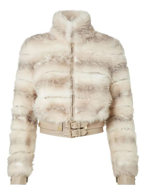 FENDI belted-waist fur coat - White - zdjęcie produktu nr 1