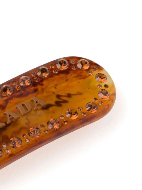 Prada logo-lettering hair clip - Brown