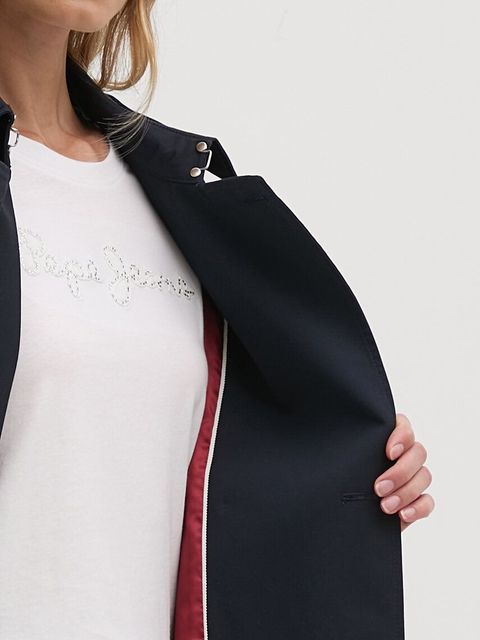 Tommy Hilfiger trencz damski kolor granatowy przejściowy dwurzędowy WW0WW42133