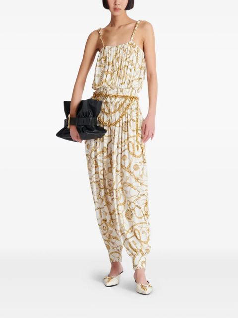 Balmain graphic-print jumpsuit - White