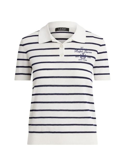 Lauren Ralph Lauren striped embroidered polo shirt - White - zdjęcie produktu nr 1