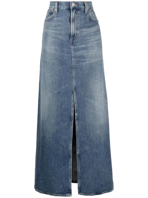 AGOLDE Leif mid-rise denim maxi skirt - Blue - zdjęcie produktu nr 1
