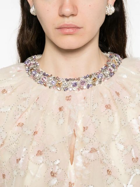 Self-Portrait sequined-florals embellished dress - Neutrals - zdjęcie produktu nr 2