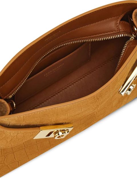 Ferragamo mini Hug crocodile-effect crossbody bag - Neutrals