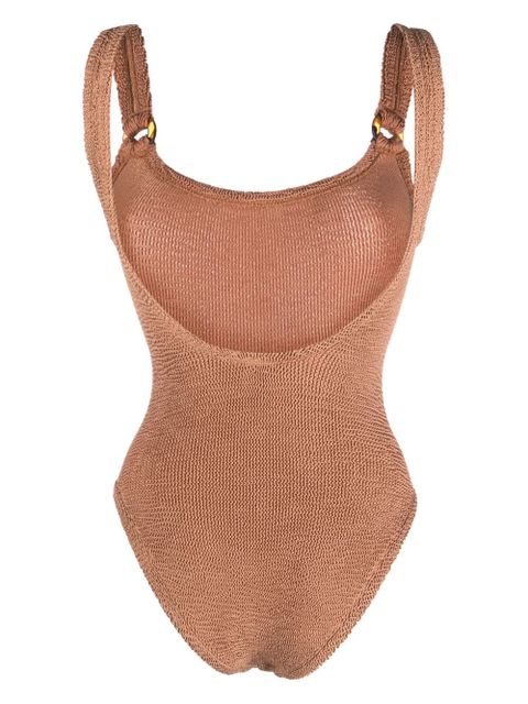 Hunza G Domino scoop-neck crinkled swimsuit - Brown - zdjęcie produktu nr 2