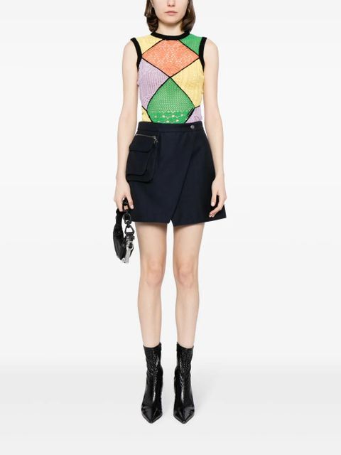 Marine Serre panelled crochet-knit tank top - Black - zdjęcie produktu nr 2