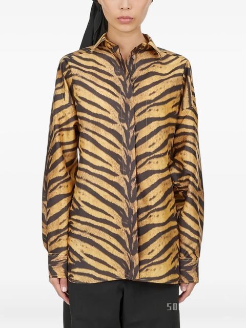 Ferragamo tiger-print long-sleeved shirt - Yellow