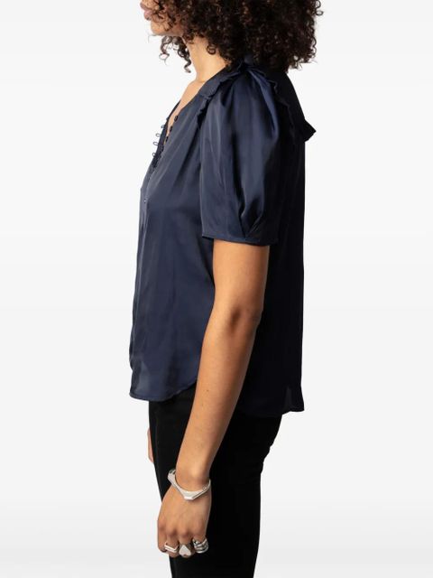 Zadig&Voltaire puff-sleeve satin top - Blue
