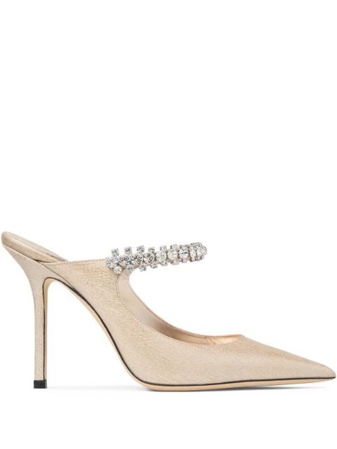 Jimmy Choo 100mm crystal-embellished heeled mules - Gold - zdjęcie produktu nr 1
