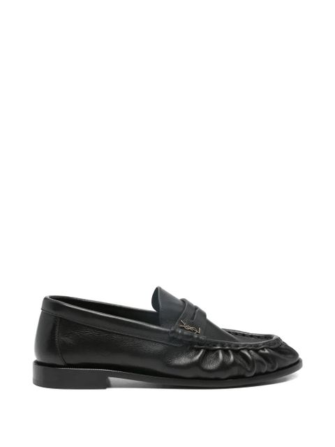 Saint Laurent logo-plaque gathered loafers - Black - zdjęcie produktu nr 1