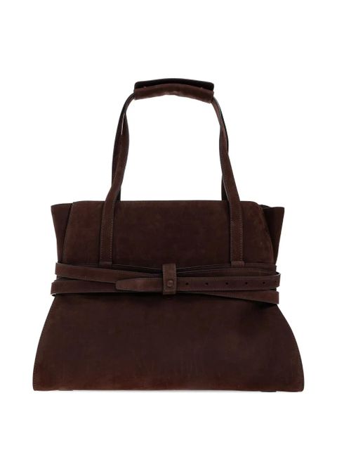 Moschino Tie Me belted suede tote bag - Brown