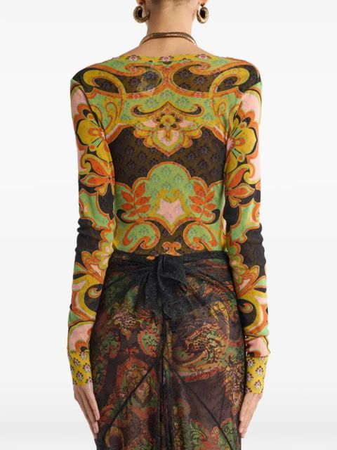 ETRO floral-print long-sleeve top - Green