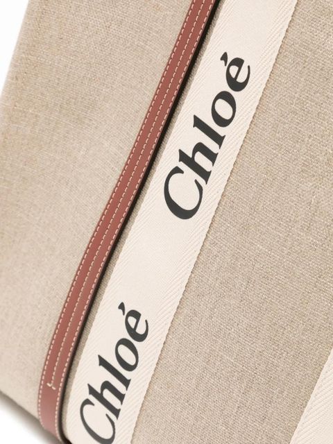 Chloé large Woody cotton tote bag - Neutrals