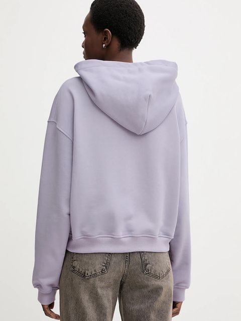 La Mania bluza LUMA damska kolor fioletowy z kapturem z aplikacją LUMA