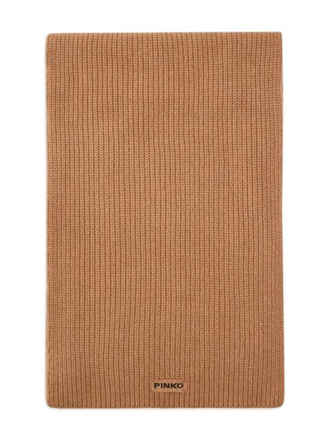 PINKO Slovenia ribbed label scarf - Brown - zdjęcie produktu nr 1