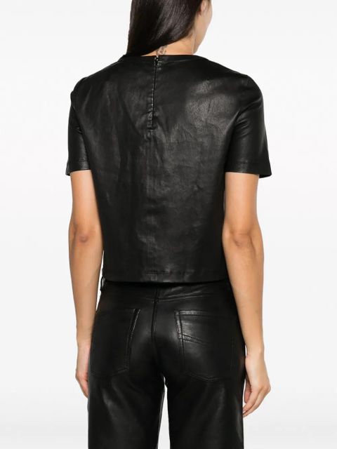 Zadig&Voltaire Tas crew-neck leather T-shirt - Black