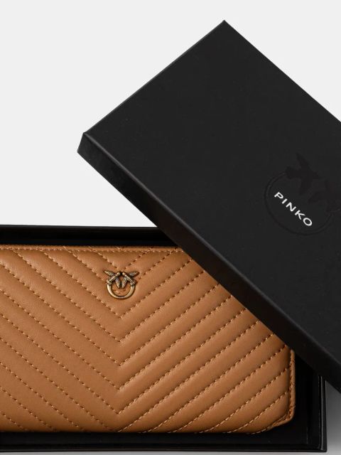 Pinko portfel skórzany damski kolor pomarańczowy