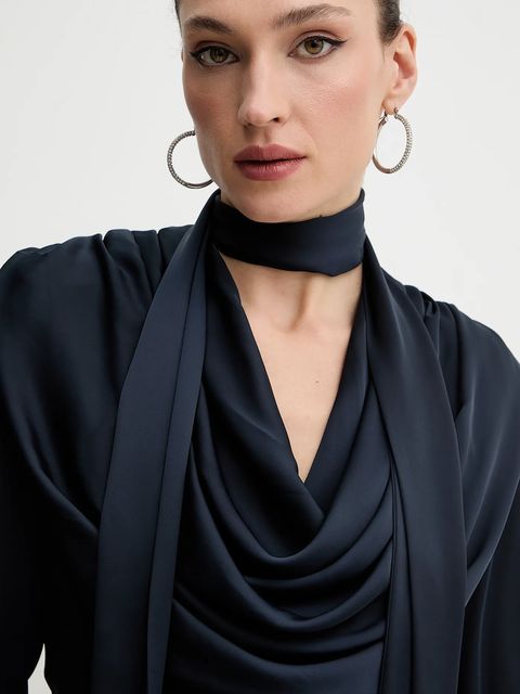 Rotate sukienka kolor granatowy maxi prosta 1154392318