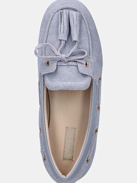 Liu Jo mokasyny zamszowe SKIPPER 03 damskie kolor niebieski na płaskim obcasie SA6049PX002S3954