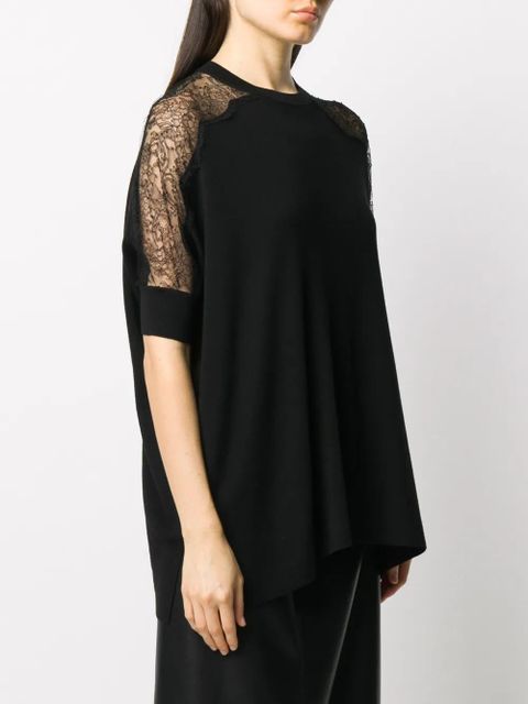 Valentino Garavani lace panel detail knitted top - Black