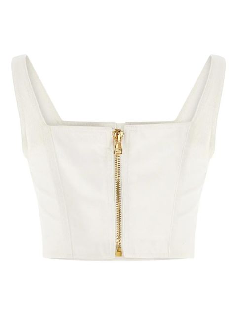 Balmain button suare-neck top - White