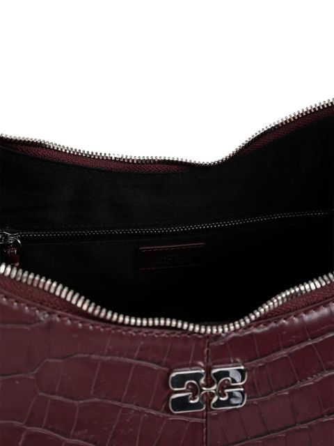 GANNI embossed tag shoulder bag - Brown