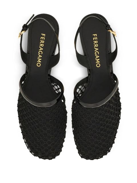 Ferragamo 40mm mesh leather slingbacks - Black