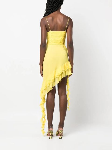 Alessandra Rich strapless ruffled asymmetric dress - Yellow