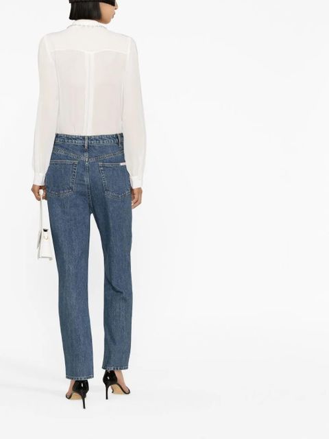 Self-Portrait pearl-embellished embroidered blouse - White