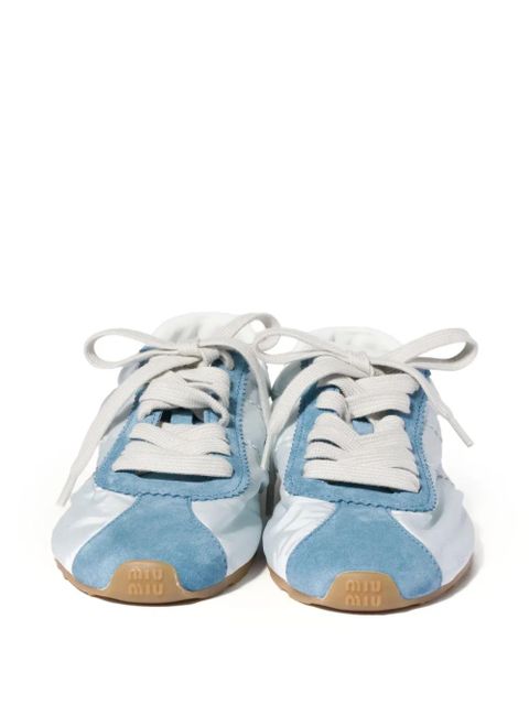 Miu Miu Plume technical fabric and suede sneakers - Blue