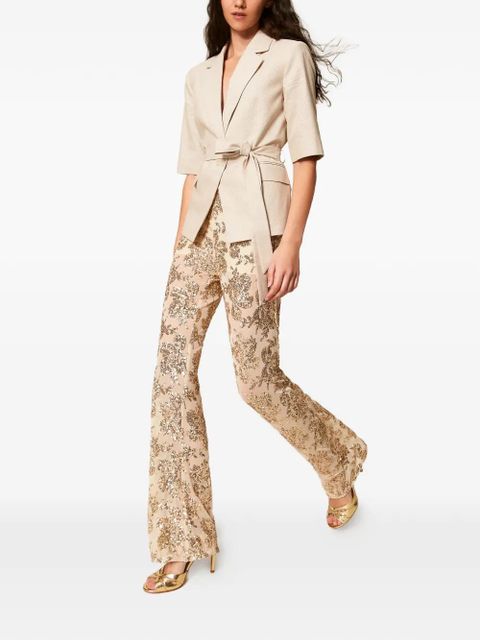 TWINSET sequin-embellished trousers - Neutrals