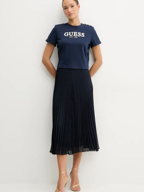 Guess t-shirt bawełniany damski kolor granatowy W5GI15 K8FQ4