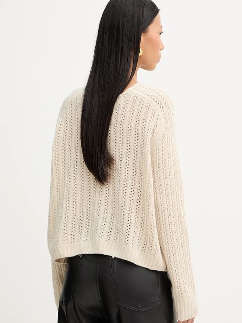 Marc O'Polo sweter wełniany damski kolor beżowy 508605460209