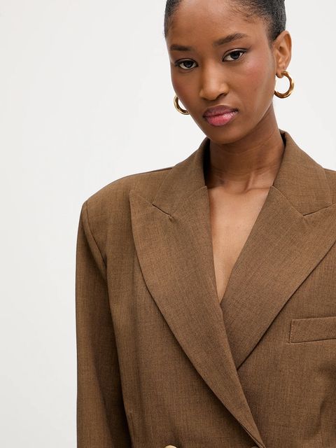 Haveone marynarka kolor brązowy dwurzędowa gładka JSO-P014