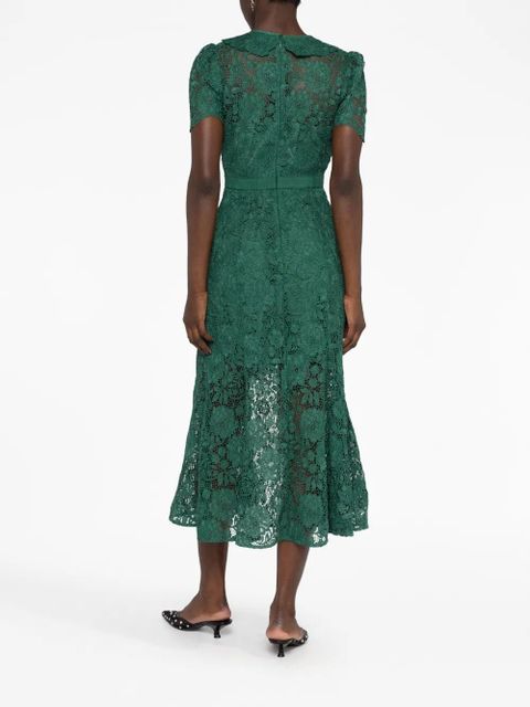 Self-Portrait lace midi dress - Green