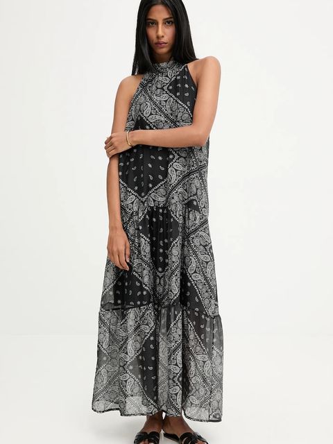 Answear.LAB sukienka kolor czarny maxi rozkloszowana